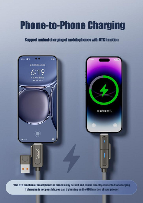 Кабель XO NB275 Zinc Alloy Silicone Type-C/USB-A to TYPE-C/Lightning - 4-in-1 - 60W - 1m Gray (7102296) Київ - фото 14