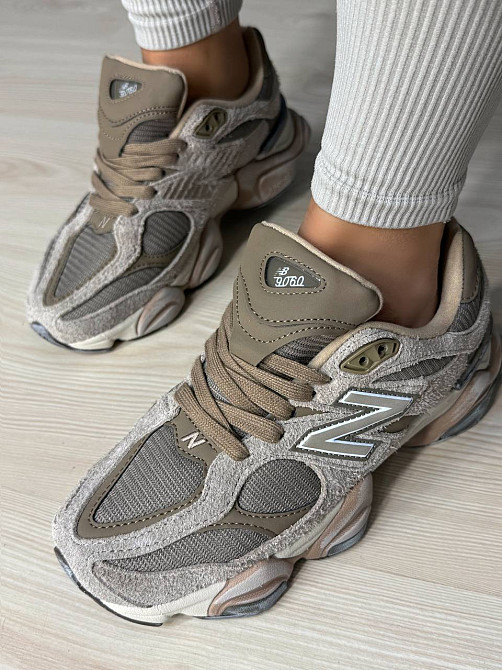 Кроссовки женские и мужские NB 9060-3 замша с сеткой потертые унисекс бежевые, 40, 25 см Киев - изображение 3