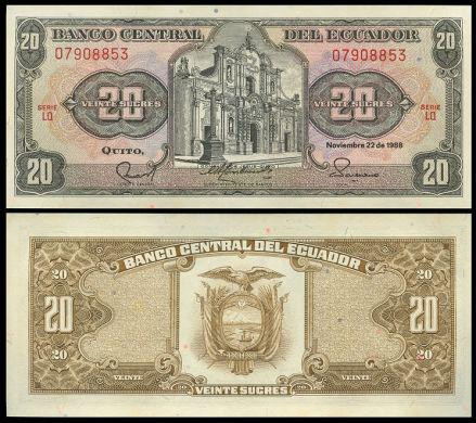 Еквадор / Ecuador 20 Sucres 1988 Pick 121А UNC Полтава - фото 1