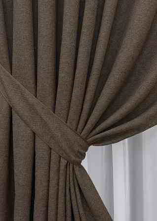Комплект штор на люверсах VR-Textil Лен ELEMENTA № 1867ш Венге 150х270см 2 шт (37-0273) Киев