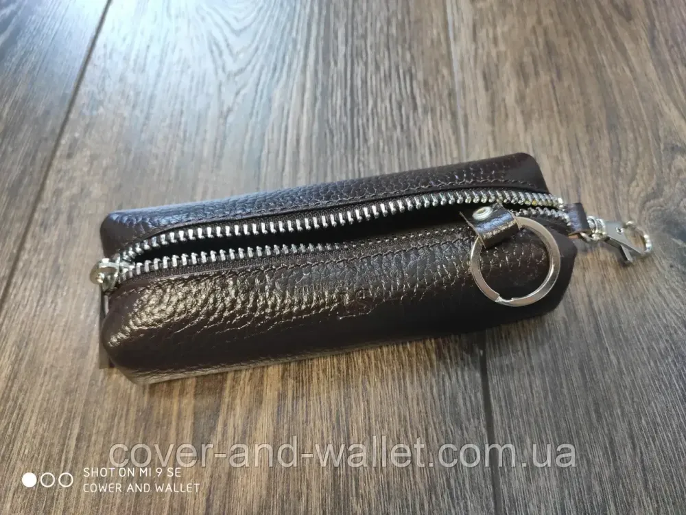 Коричневая ключница на молнии из натуральной кожи (бочонок) ST Leather Киев - изображение 2