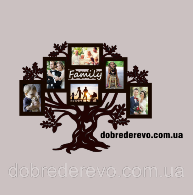 Фоторамка в виде дерева дуба, фоторамка на 6 фото, декор для стен Вижница - изображение 9