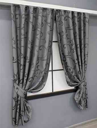 Комплект коротких штор VR-Textil Жаккард Allure № 1618ш Серый 130х170 см 2 шт (35-0270) Киев