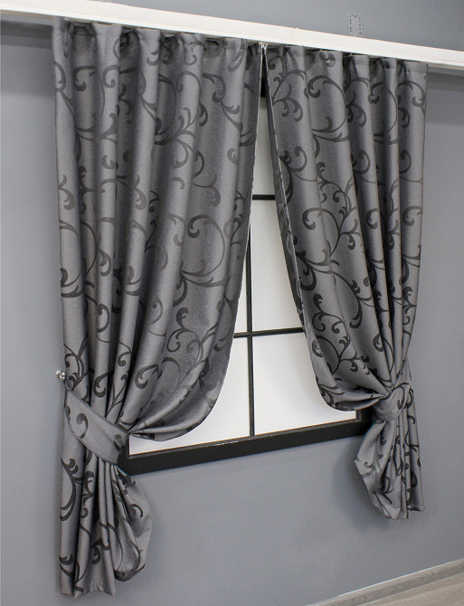 Комплект коротких штор VR-Textil Жаккард Allure № 1618ш Серый 130х170 см 2 шт (35-0270) Киев - изображение 2