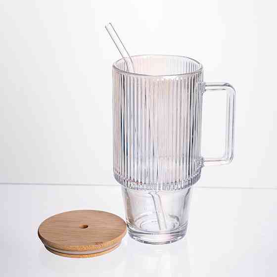 Yiwu Кружка скляна з кришкою і трубочкою 750 (мл) HP-19-49 Коломия