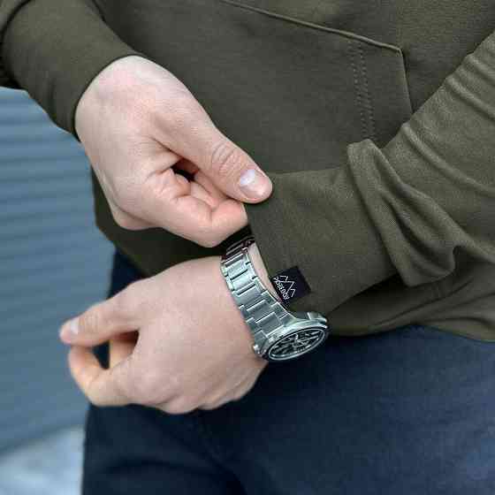 Чоловіче демісезонне худі з капюшоном світлий хакі Pobedov 001 Київ