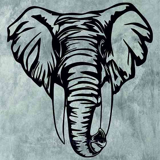 Декоративное настенное Панно «Слон», Декор на стену 70*66 см, Черный Киев