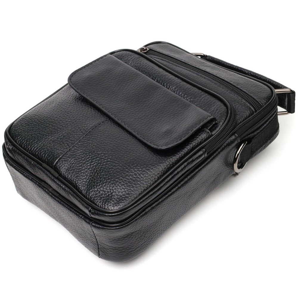 Интересная вертикальная мужская сумка из натуральной кожи Vintage 21953 Черная Киев - изображение 7