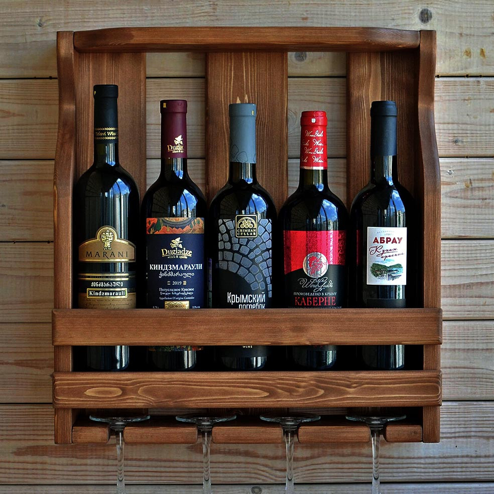 Настінна винна полиця "Сікагура" терракот Миколаїв - фото 1