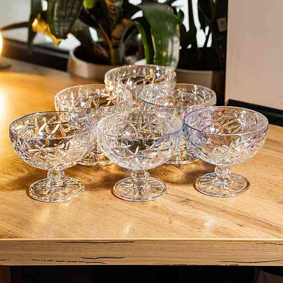 Набір креманок на ніжці 6 штук 340 мл скляні креманки для морозива желе та десертів HP-19-177 Коломыя