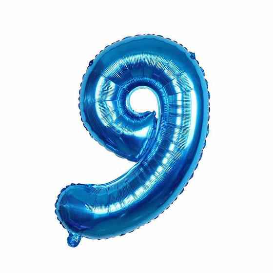 Кулька цифра 9 фольгована 32 дюйма блакитний Київ