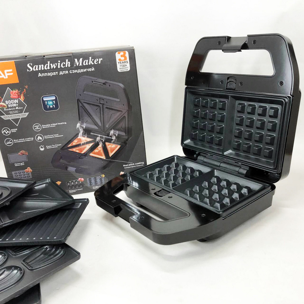 Ребриста бутербродниця, Притискний електро гриль, Вафельниці з насадками, Гриль притискний хороший FJ-19 Івано-Франківськ - фото 8