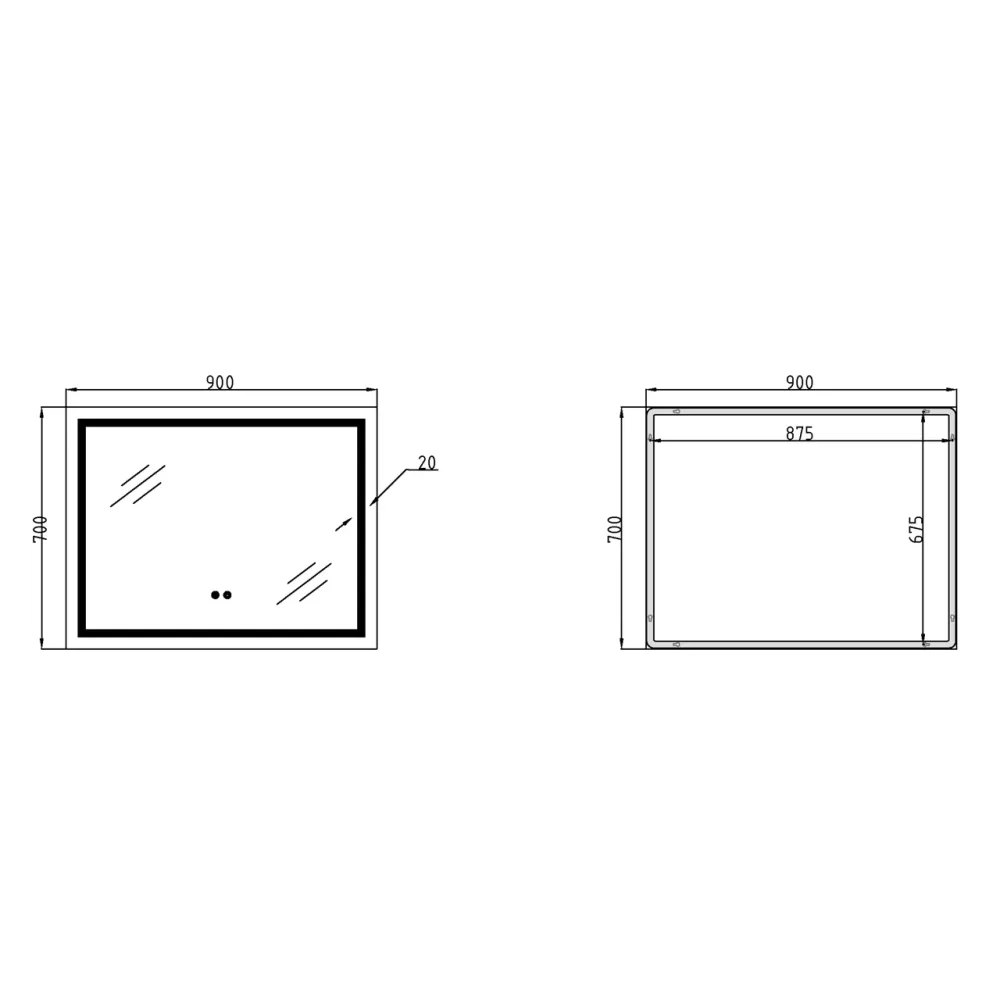 Зеркало Qtap Mideya (MI1) 900х700 с LED-подсветкой Touch, с антизапотеванием, с диммером QT2078NCF9070W Киев - изображение 20