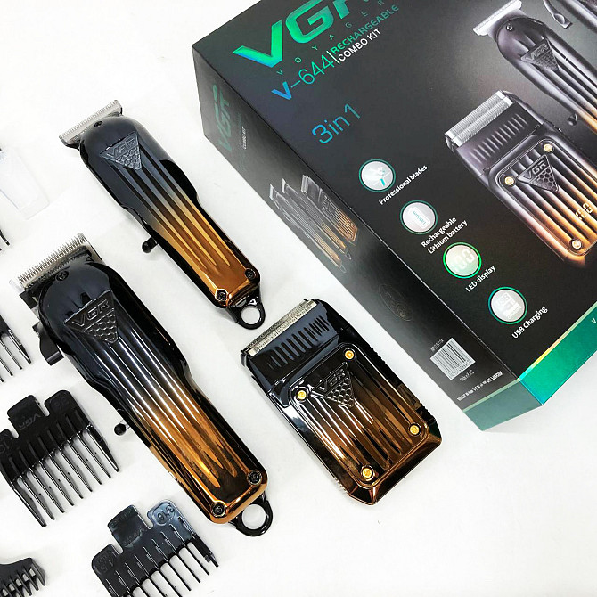 Комплект VGR 3 в 1 V-644 акумуляторна машинка для стрижки, триммер та MW-369 електробритва шейвер Київ - фото 1