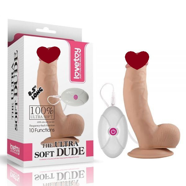 Реалістичний вібратор із виносним пультом керування 7.5" The Ultra Soft Dude, Flesh Vibrating Sex Aura Київ - фото 1