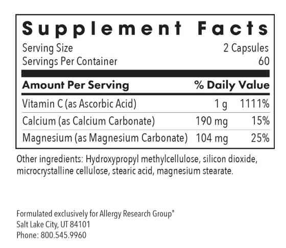 Буферизований вітамін С Allergy Research Group Buffered Vitamin C 120 капс Київ