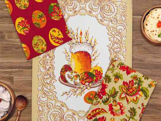 Ecotton Набір рушників великодній Ecotton 50х60 вафельних 3 шт. Великдень та яйця в корзину Коломия