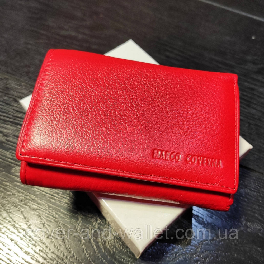 Компактный кожаный женский кошелек на магнитах красного цвета Marco Coverna 1419 Киев - изображение 8