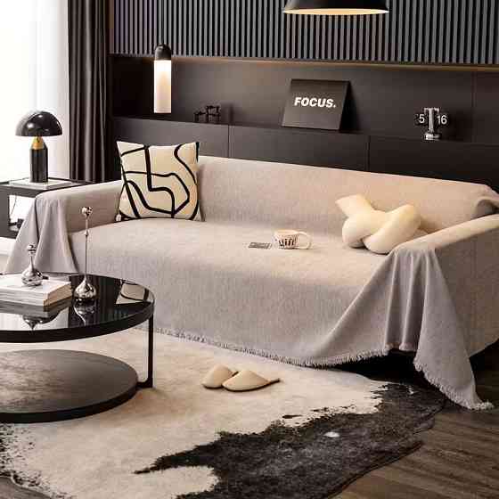 Плед покрывало на диван или кровать,чехол накидка 180х230 см для мягкой мебели светло-серый Каменец-Подольский