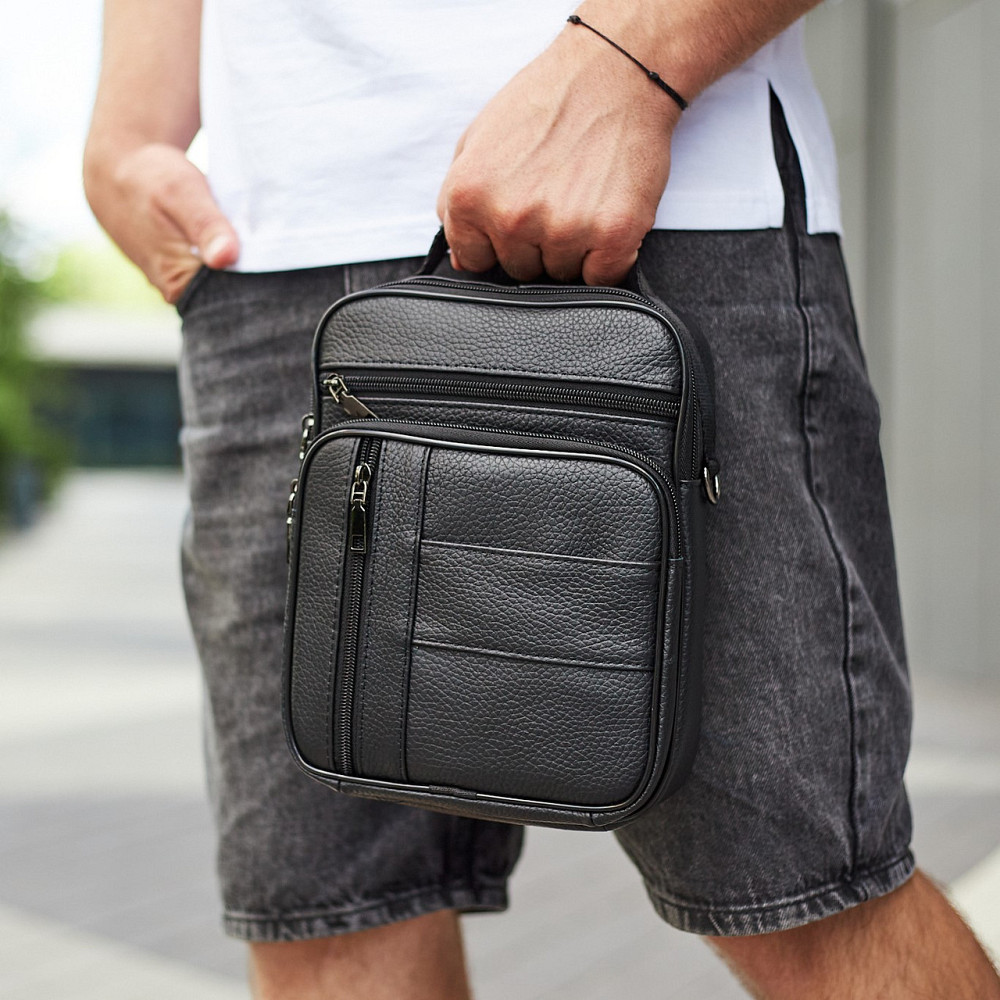 Чоловіча шкіряна сумка-барсетка через плече чорна Bexhill BX-09164 Київ - фото 10