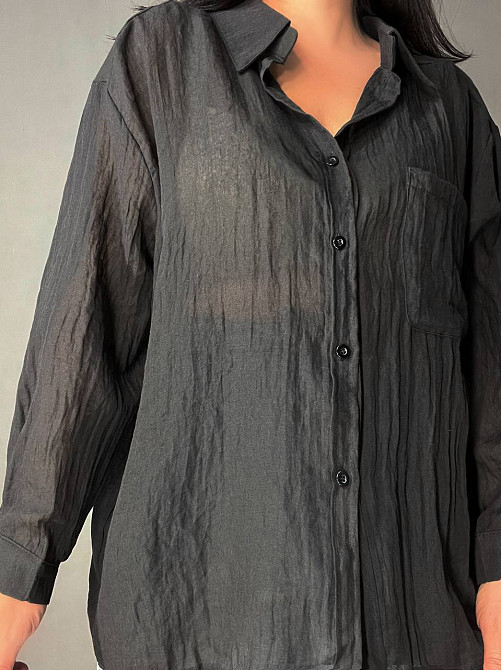 Сорочка жіноча Xingyue 388 оверсайз бавовна жатка з кишенею, чорний, one size Київ - фото 5