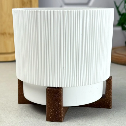 Вазон Осло зі вставкою та декоративною підставкою 12см білий Алеана Житомир