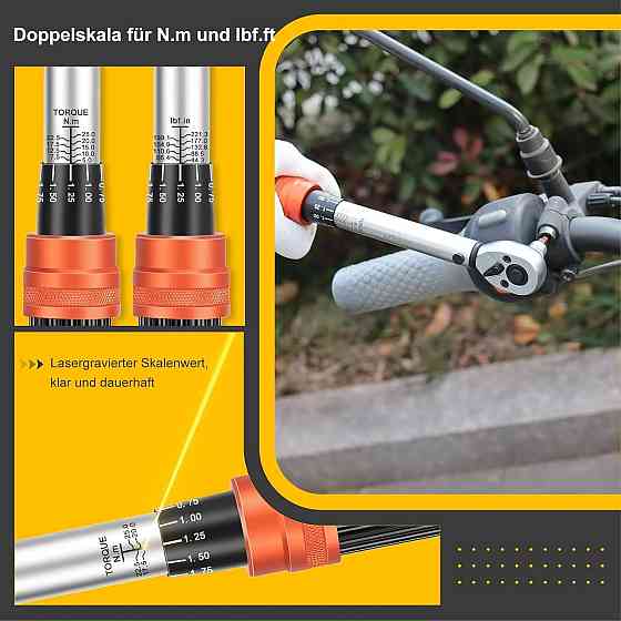 Динамометричний ключ ATsafepro AT215A002 мультиколірний 1/4" 5-25 Nm 72 зубці набір 15 шт для велосипеда і мотоцикла з насадками Київ