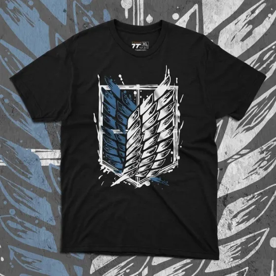 Футболка для подростка мальчика с принтом Атака титанов Крила Свободи Сині Размер 160 Anime10079 Днепр