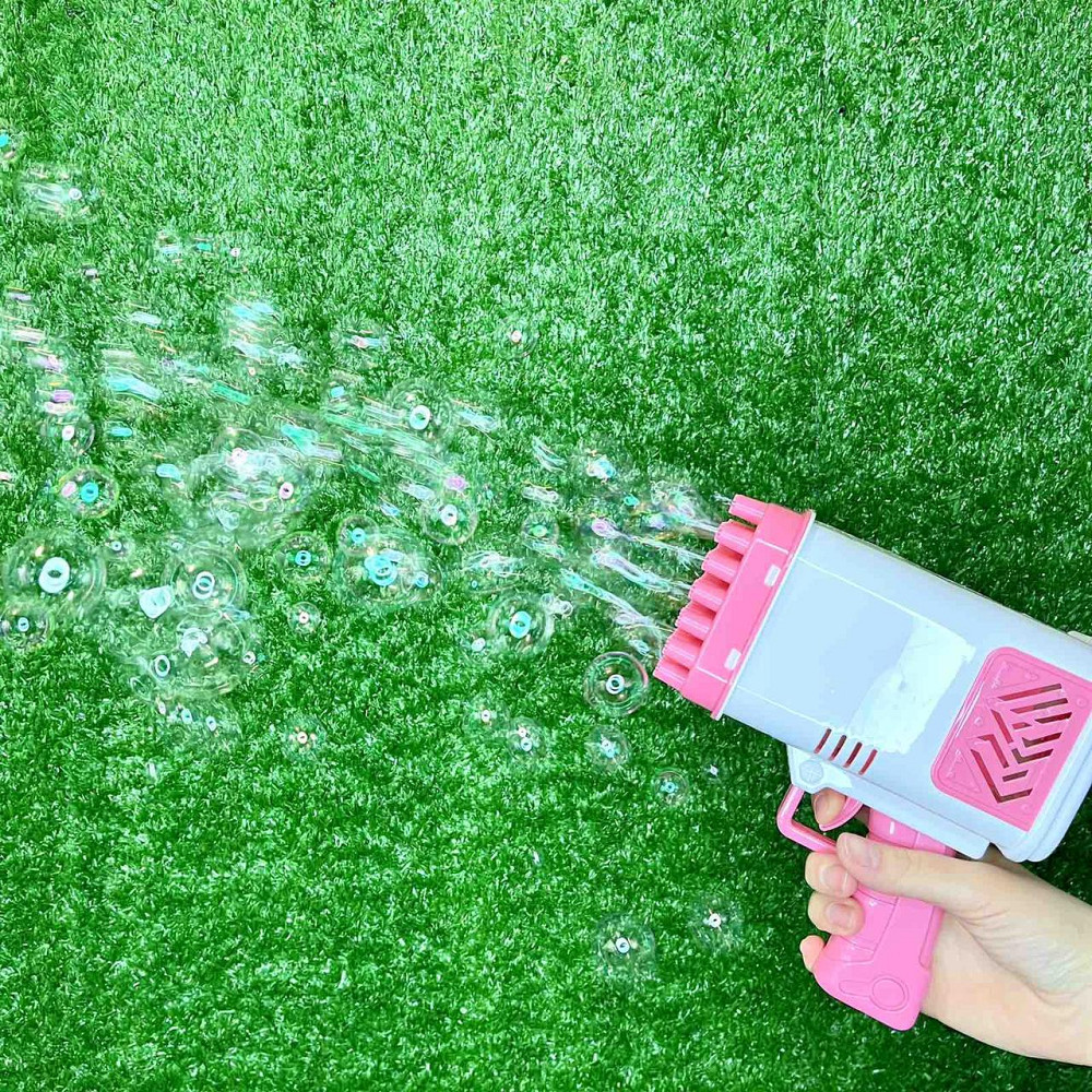 Пістолет для запуску мильних бульбашок 45 отворів 17 см Рожевий (2023-58A) Чернігів - фото 9