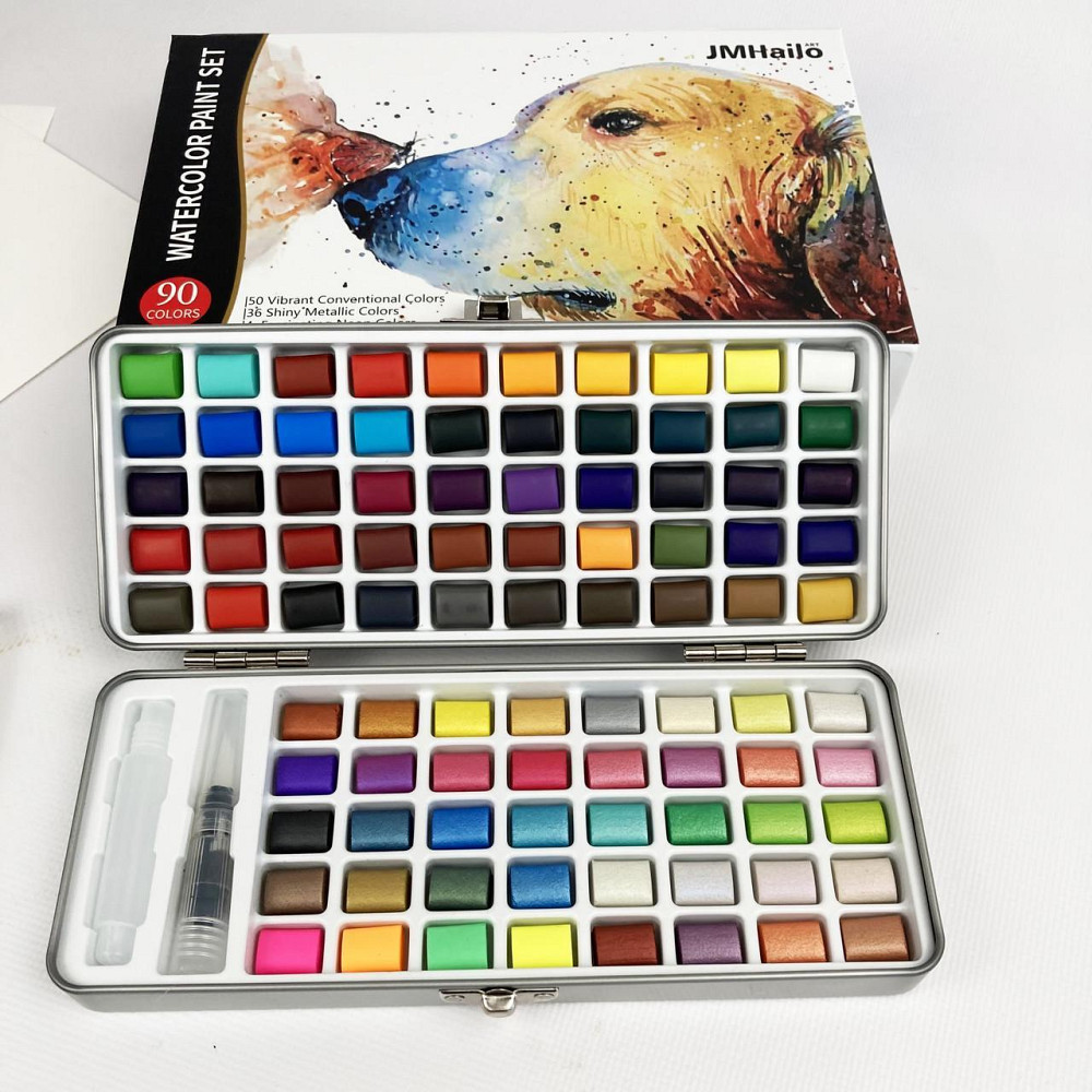 Набір акварельних фарб для малювання Professional Paint Set 90 кольорів в наборі акварельний папір і пензлики Кам'янець-Подільський - фото 9
