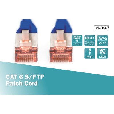 Патч-корд 10м, CAT 6 S-FTP, AWG 27/7, LSZH, blue Digitus (DK-1644-100/B) Винница - изображение 4