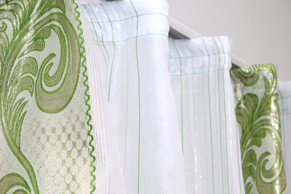 Кухонный комплект VR-Textil № 084к шторки с ламбрекеном белый с зеленым 280х170 см (59-785) Киев - изображение 5