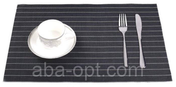 Коврик для сервірування столу чорний у смужку 45 х 30 см Том (шт) 4228 Одеса - фото 1