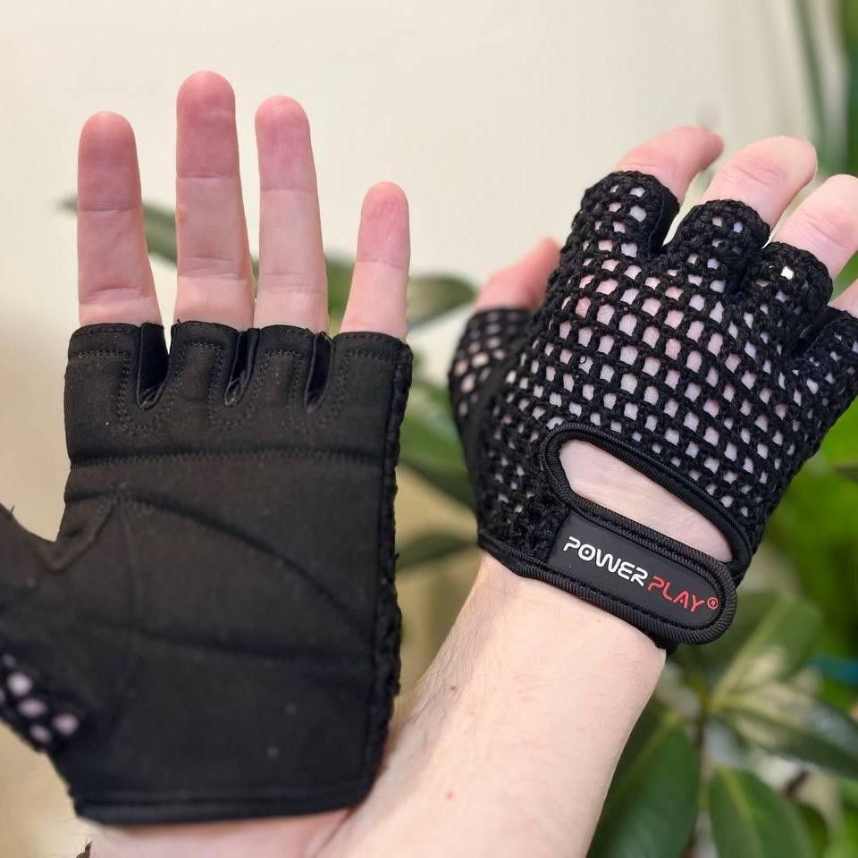 Фітнес-рукавички для спортзалу та атлетики Зручні рукавички для тренувань PowerPlay Чорний розмір XL Київ - фото 4