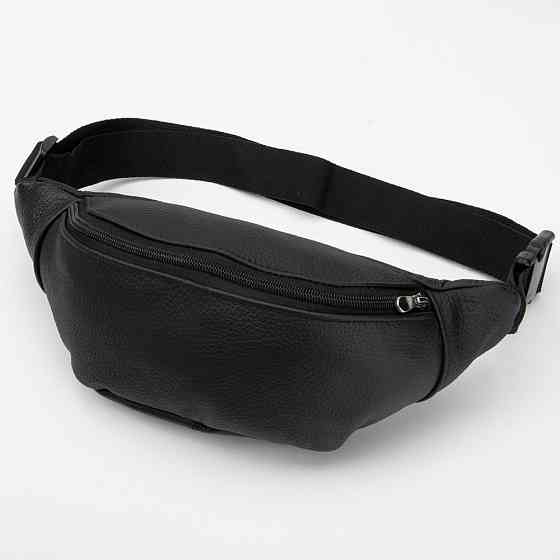 Сумка на пояс мужская бананка кожаная поясная из натуральной кожи кожа черная Киев