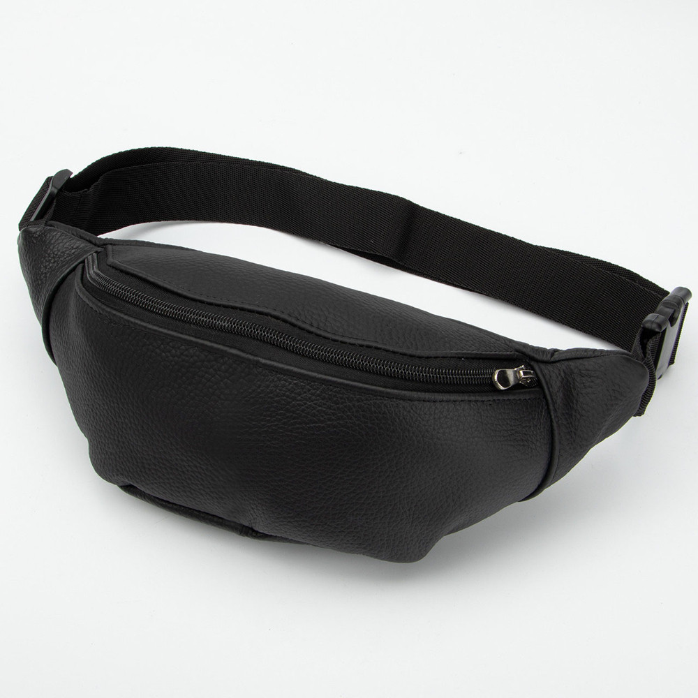Сумка на пояс мужская бананка кожаная поясная из натуральной кожи кожа черная Киев - изображение 2
