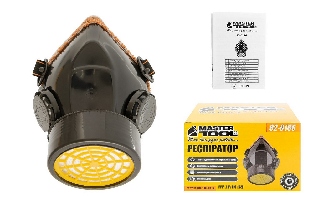MASTERTOOL Респіратор-напівмаска протипиловий MASTERTOOL FFP2 R EN 149 змінний протигазовий філ Коломыя - изображение 6