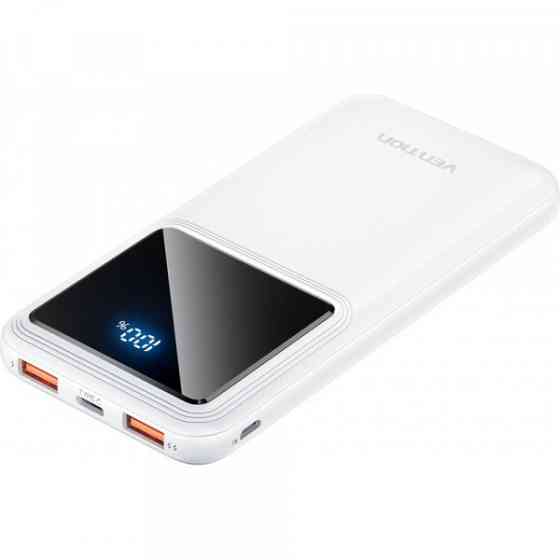 УМБ Vention 10000mAh 22.5W 3A PD,QC3.0, Micro-USB,USB-C,2xUSB-A, LED Display,White Киев