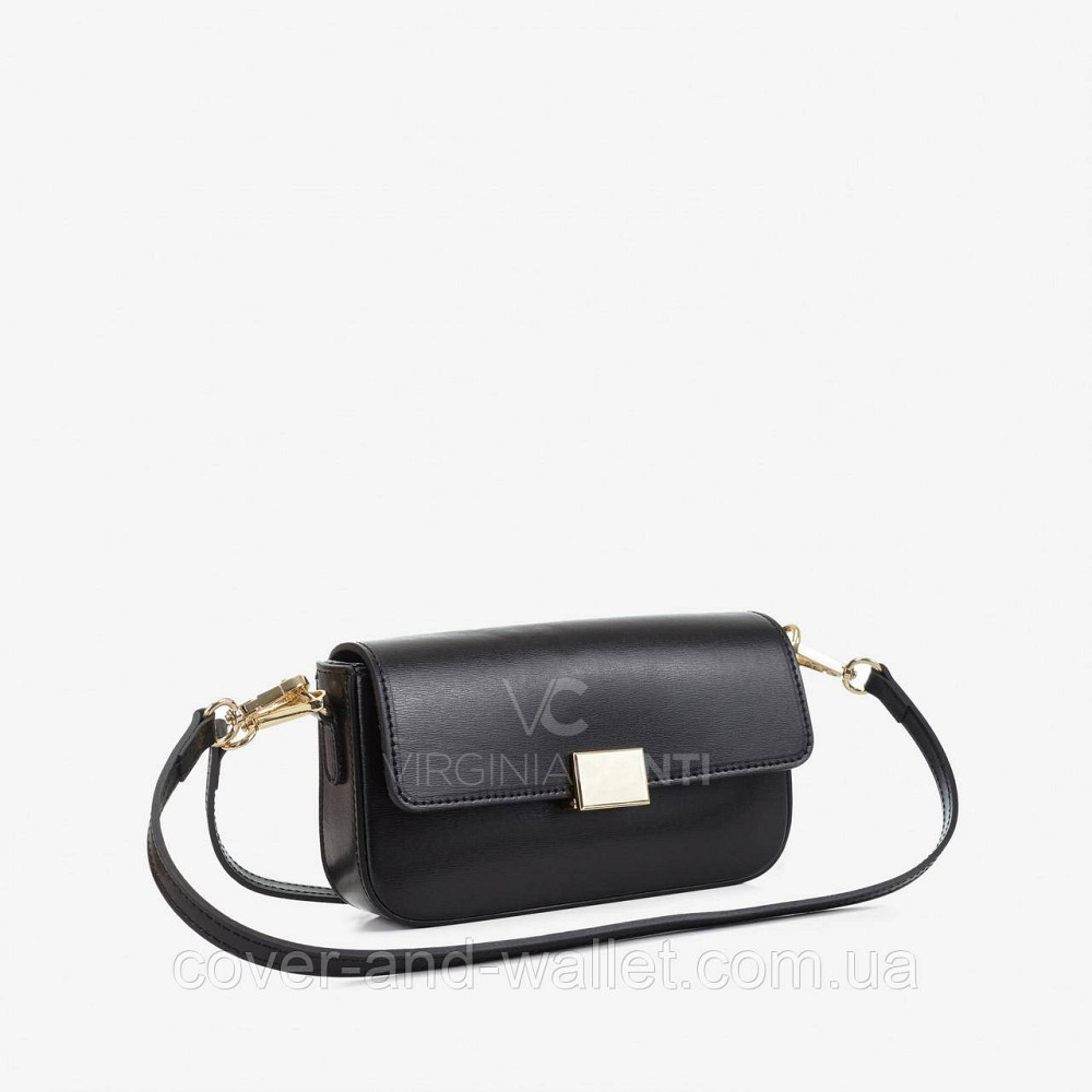 Маленька каркасна жіноча сумка чорного кольору з гладкої шкіри Virginia Conti Київ - фото 2