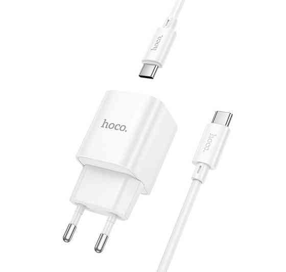 Мережевий зарядний пристрій з кабелем HOCO C146A Charm single port PD20W charger set (C to C) (EU) White Одеса