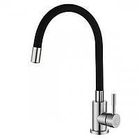 Змішувач для кухні IGER, 1-ручн., гнучкий чорний гусак Харків - фото 1