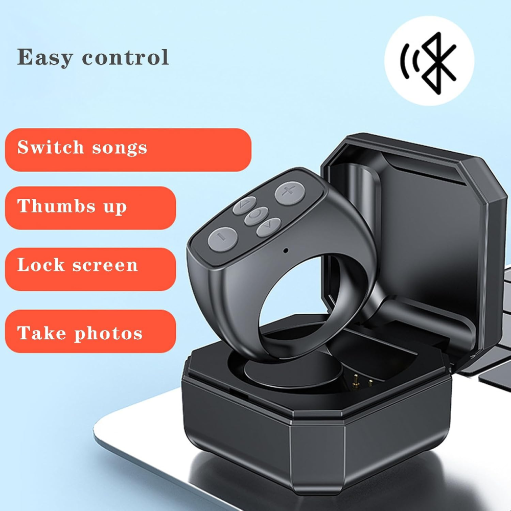 Bluetooth кольцо-пульт для TikTok/Reels, скроллер-кликер для смартфона, Bluetooth 5.3, iOS/Android, 10 м, 180 мАч, черный Киев - изображение 4