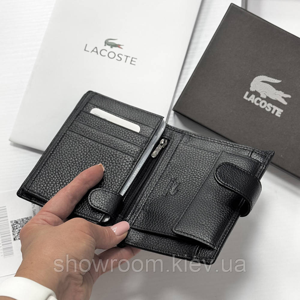 Кожаный мужской вертикальный кошелек Lacoste (6602) Киев - изображение 4