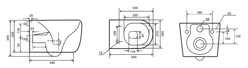 Унітаз підвісний Mixxus Premium TOPPER-0303-R GRAY 495x370x350mm система змиву RIMLESS (MP6657) Київ - фото 9