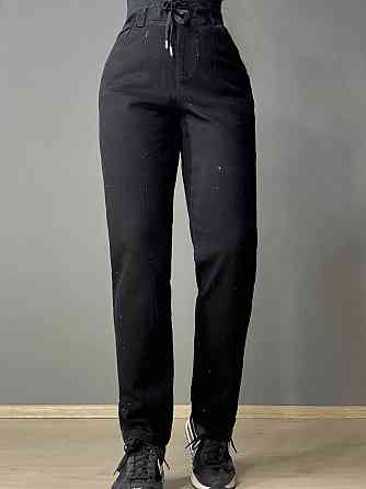 Джинси жіночі Ladyn 836 MOM на резинці розсип камінців великі розміри чорні, чорний, З2, 32, 95 см, 115 см Київ