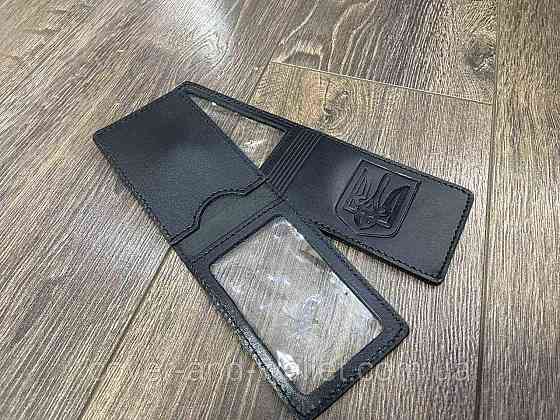 Універсальна обкладинка на права і ID карту з гербом України P-Leather Чорний Київ