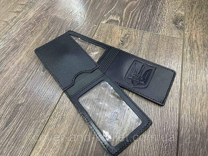 Універсальна обкладинка на права і ID карту з гербом України P-Leather Чорний Київ - фото 4