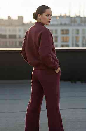 Жіночий костюм-двійка з широкими штанами Бордовий 42/46 Харків