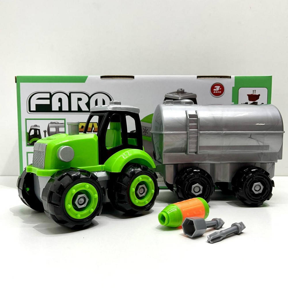 Трактор конструктор на шурупах із причепом 32 см Зелено-сірий (0488-801-2-3) Чернигов - изображение 9