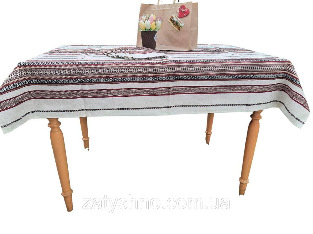 Бордова скатертина з серветками машинна вишивка 230*140 Київ - фото 5